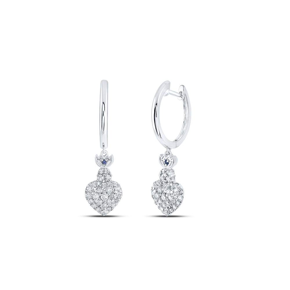 14Kt White Gold 1/2Ctw-Dia Ana M Fashion Heart Dangling Earring (4.08 grams)