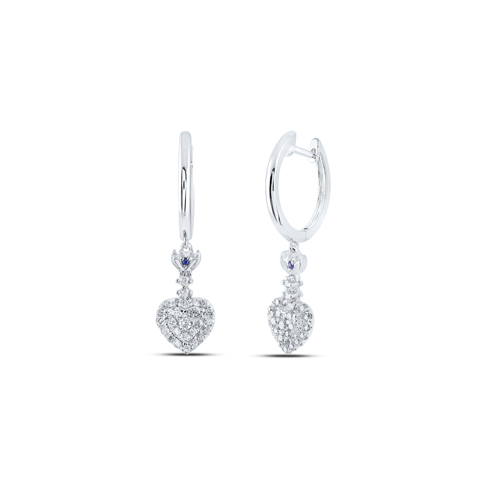 14Kt White Gold 1/2Ctw-Dia Ana M Fashion Heart Dangling Earring (3.98 grams)