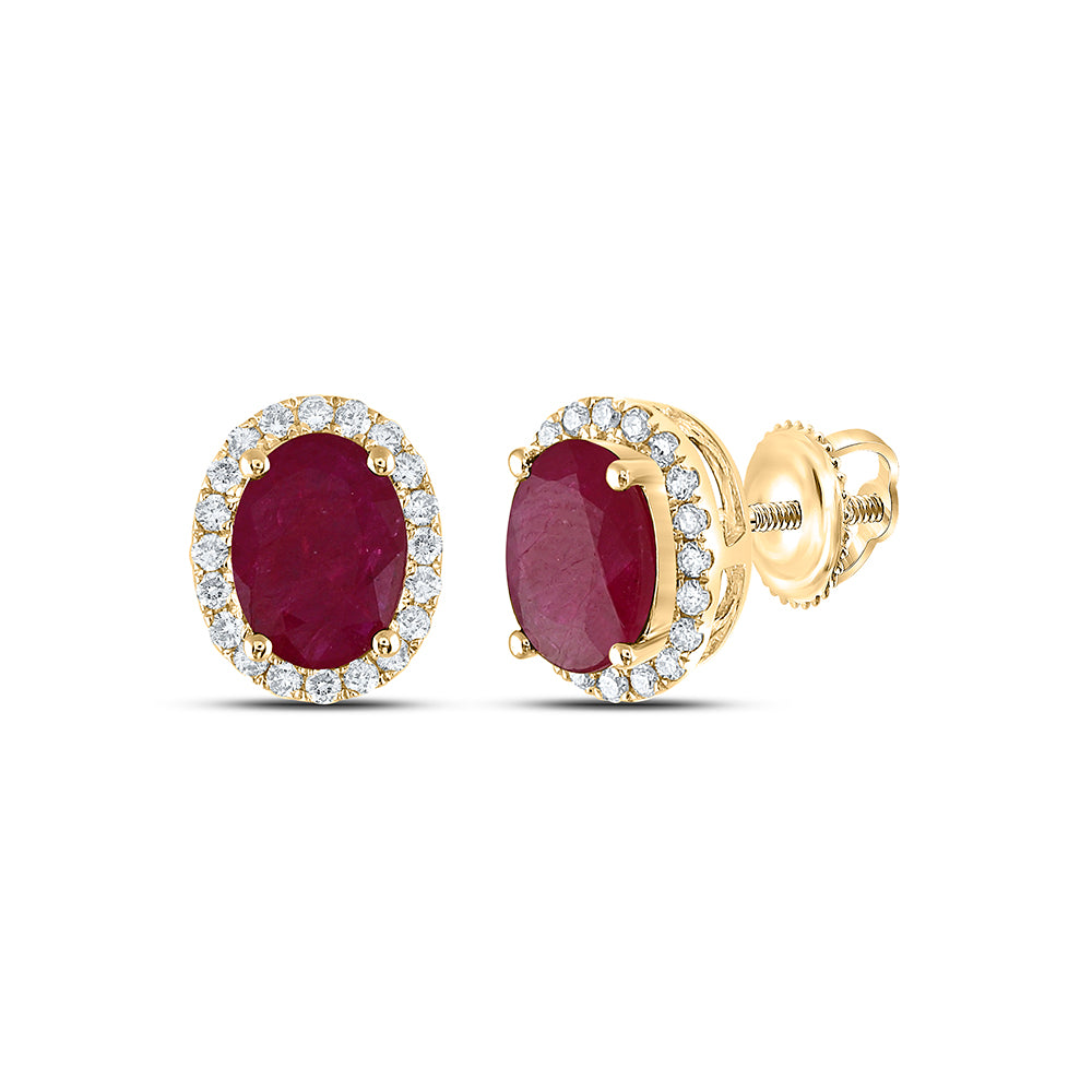 1/5Ctw-Dia Ana M 7X5Mm-Ruby Nat Gem Oval Earring (3.75 grams)