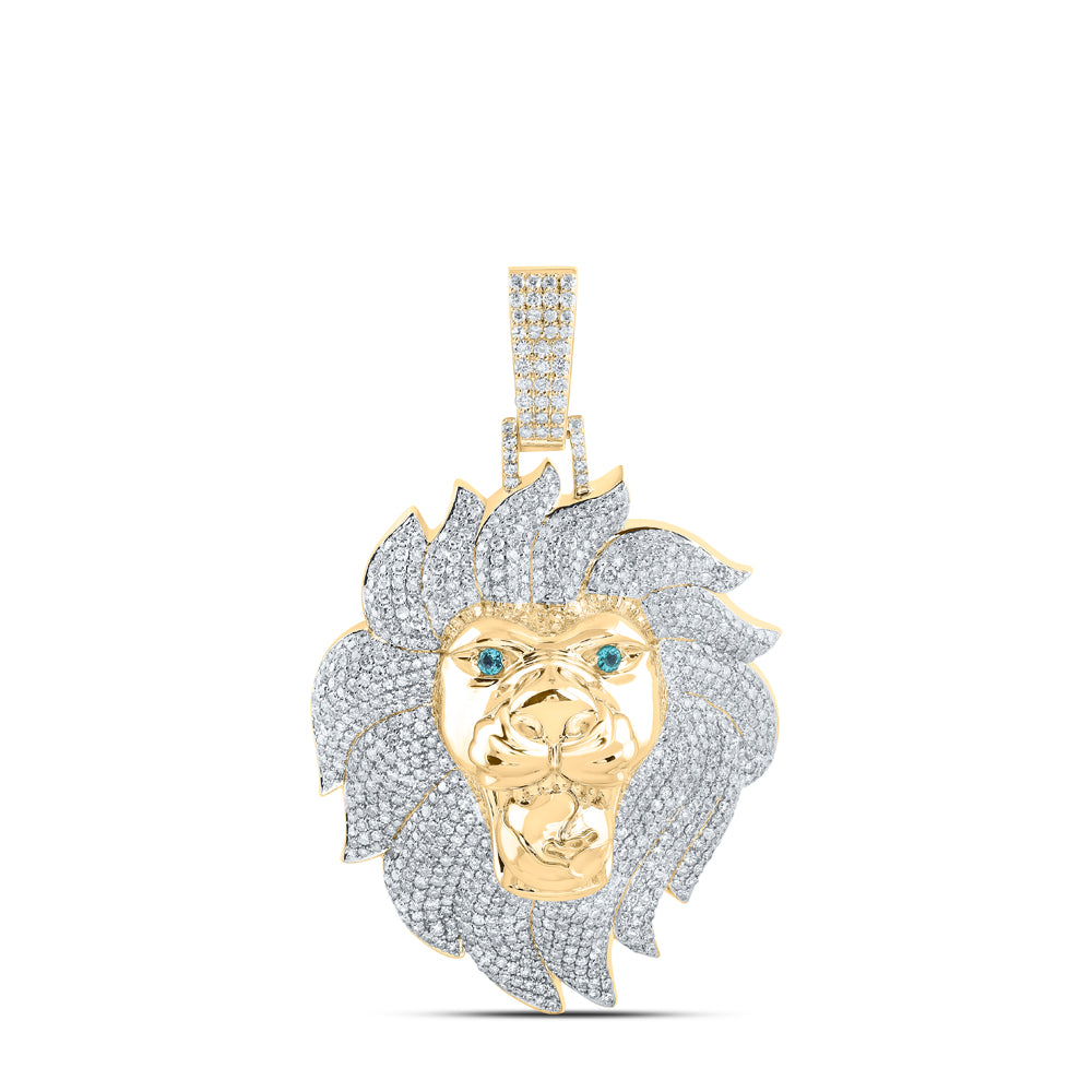 10Kt Yellow Gold 5 Ctw-Dia Nk Lion Face Mens Charm (31.73 grams)