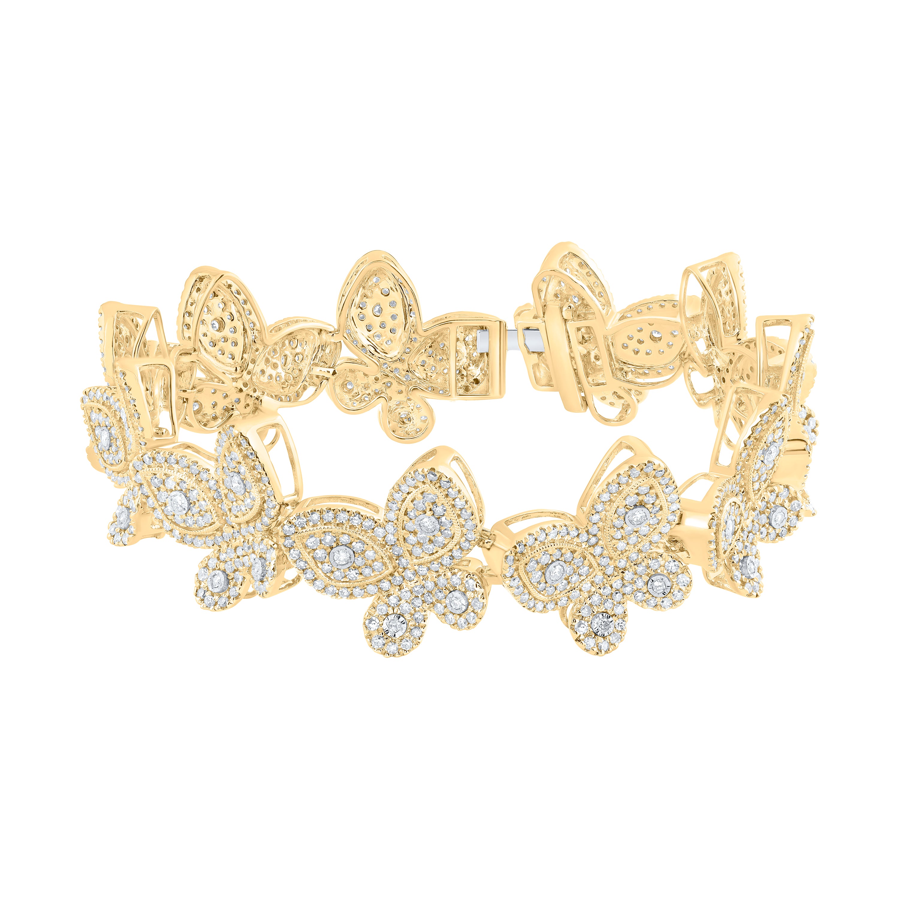 10Kt Yellow Gold 5 Ctw-Dia Nk Butterfly Bracelet(7 Inch) (28.46 grams)