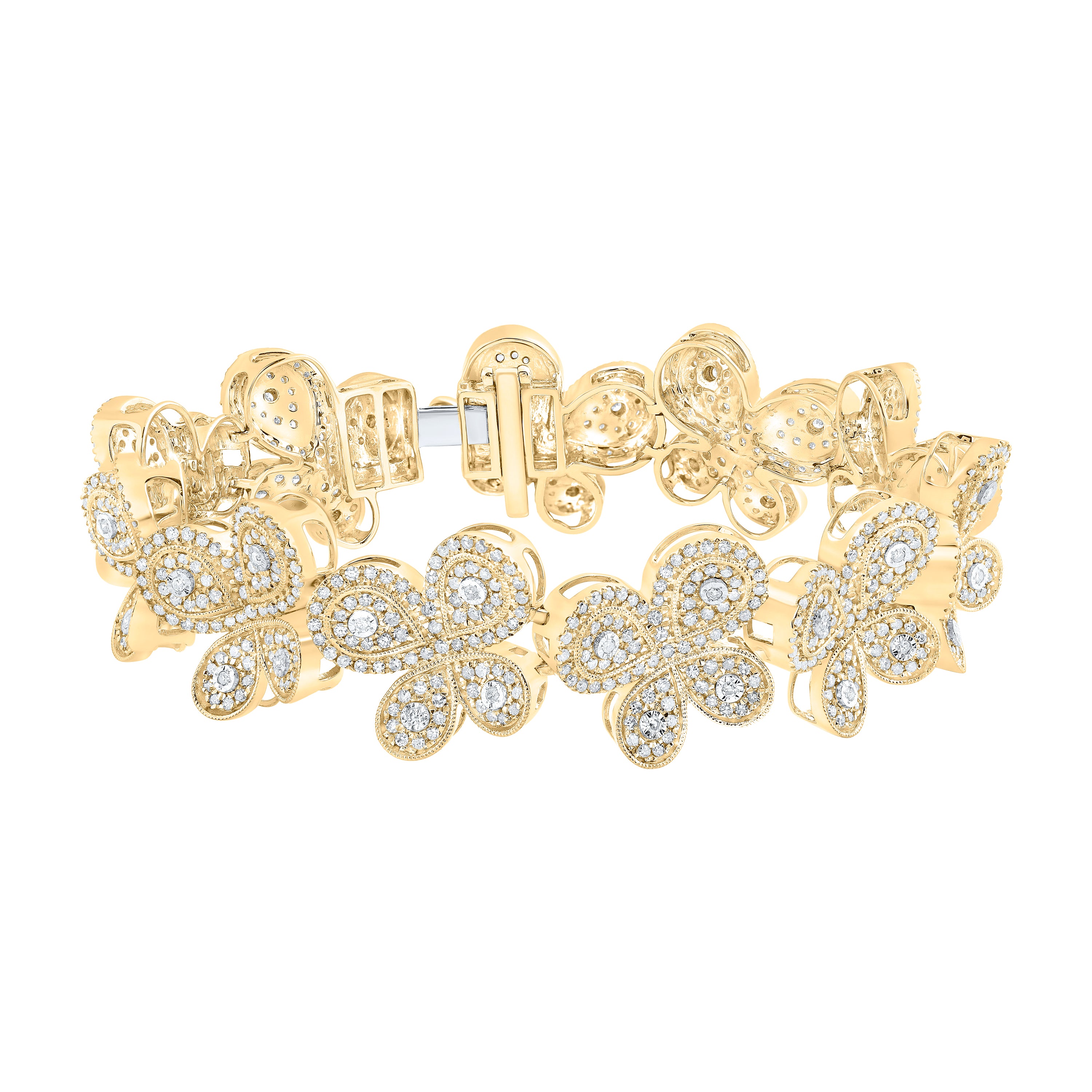 10Kt Yellow Gold 4 1/5Ctw-Dia Nk Butterfly Bracelet(7 Inch) (29.83 grams)