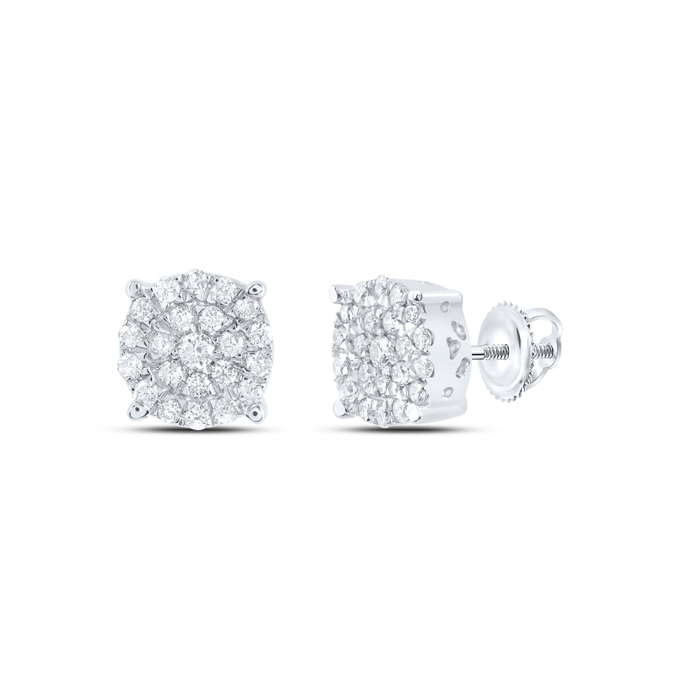 10Kt White Gold 1/2Ct-Dia P1 Round Earring (1.43 grams)
