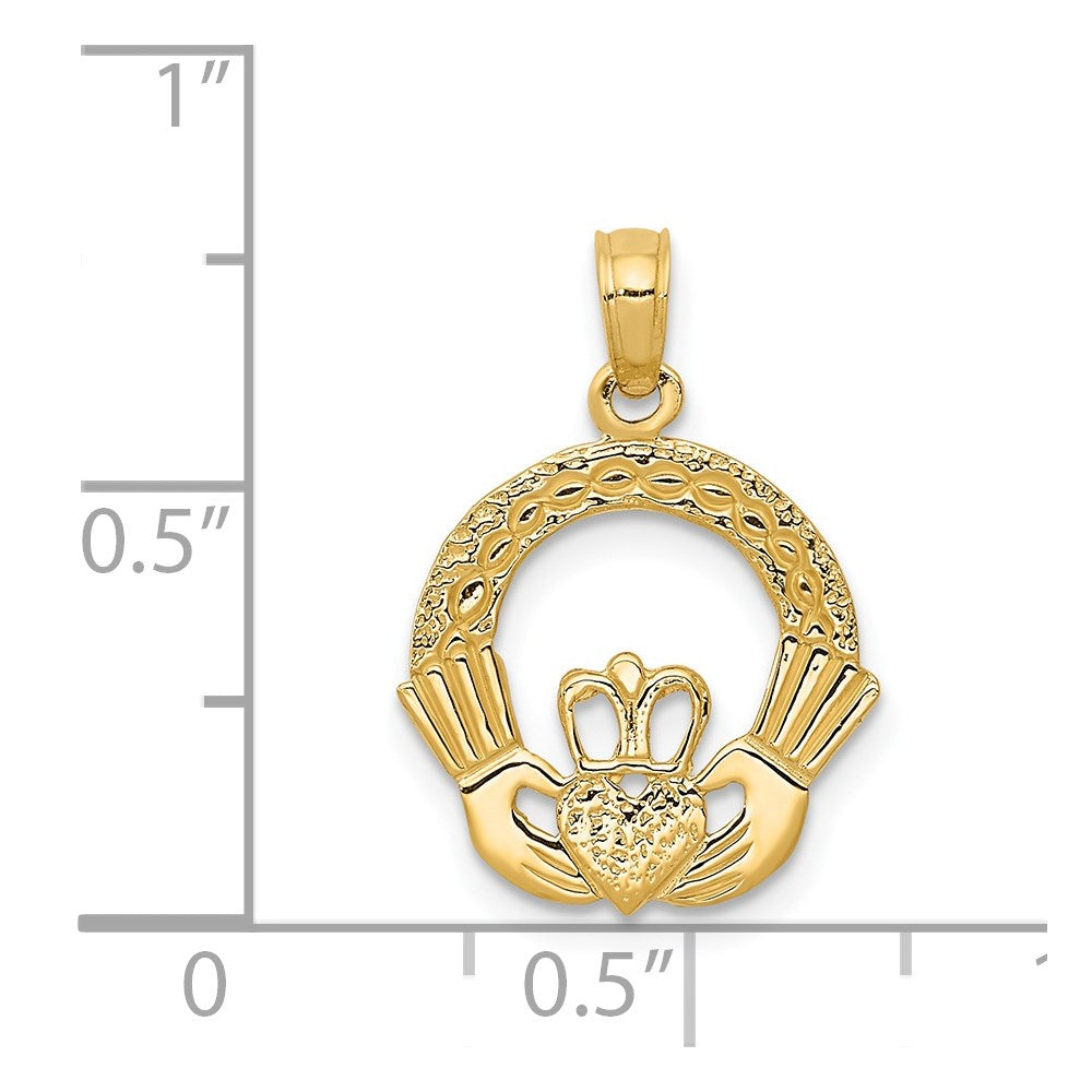 14k Yellow Gold 15 mm Claddagh Charm (0.92 grams)
