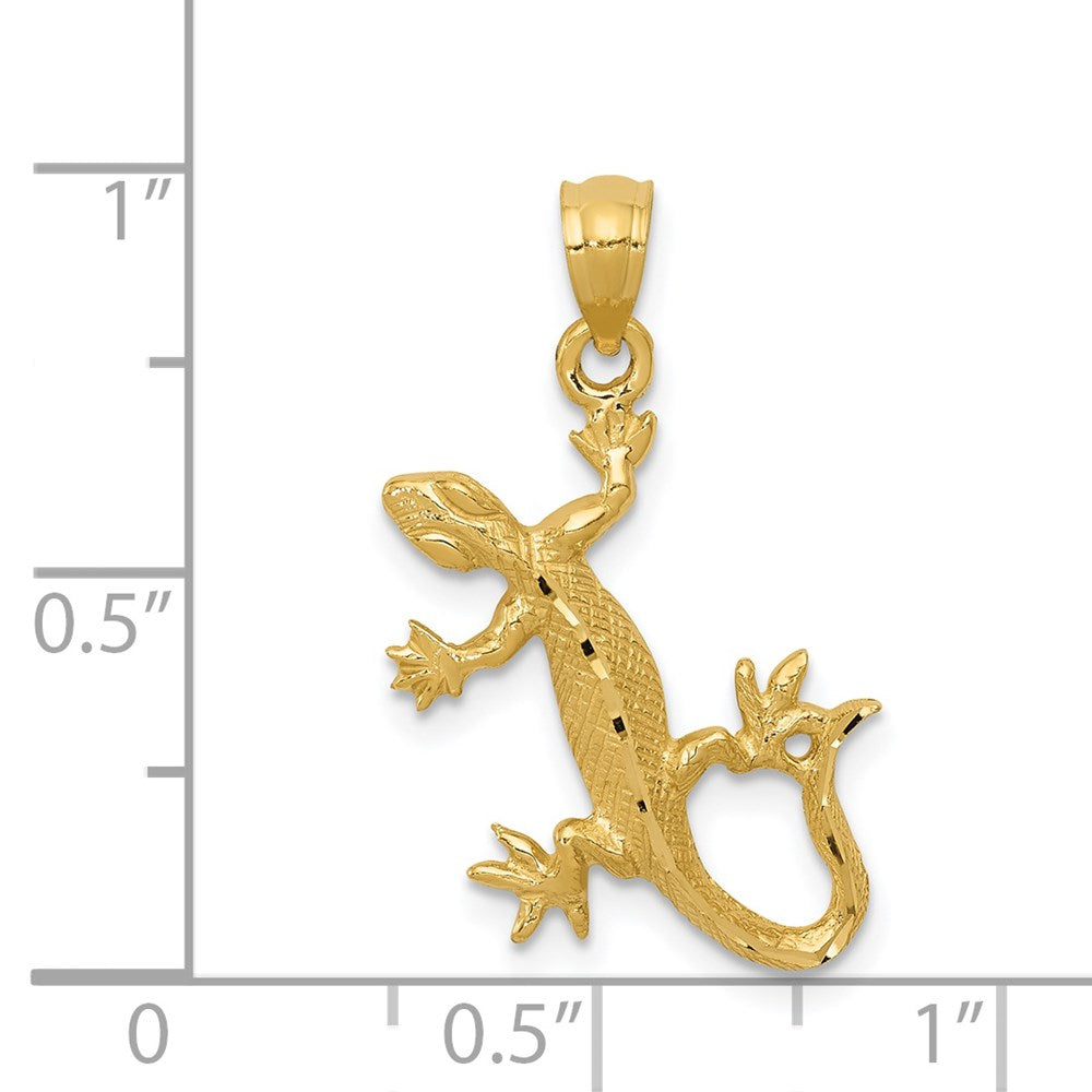 14k Yellow Gold 18.5 mm Diamond-Cut Lizard Pendant (1.2 grams)