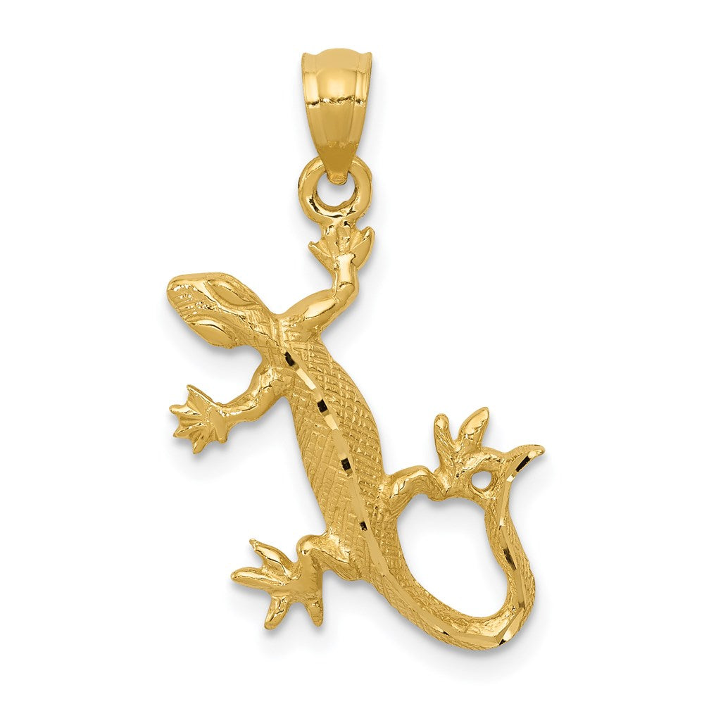 14k Yellow Gold 18.5 mm Diamond-Cut Lizard Pendant (1.2 grams)