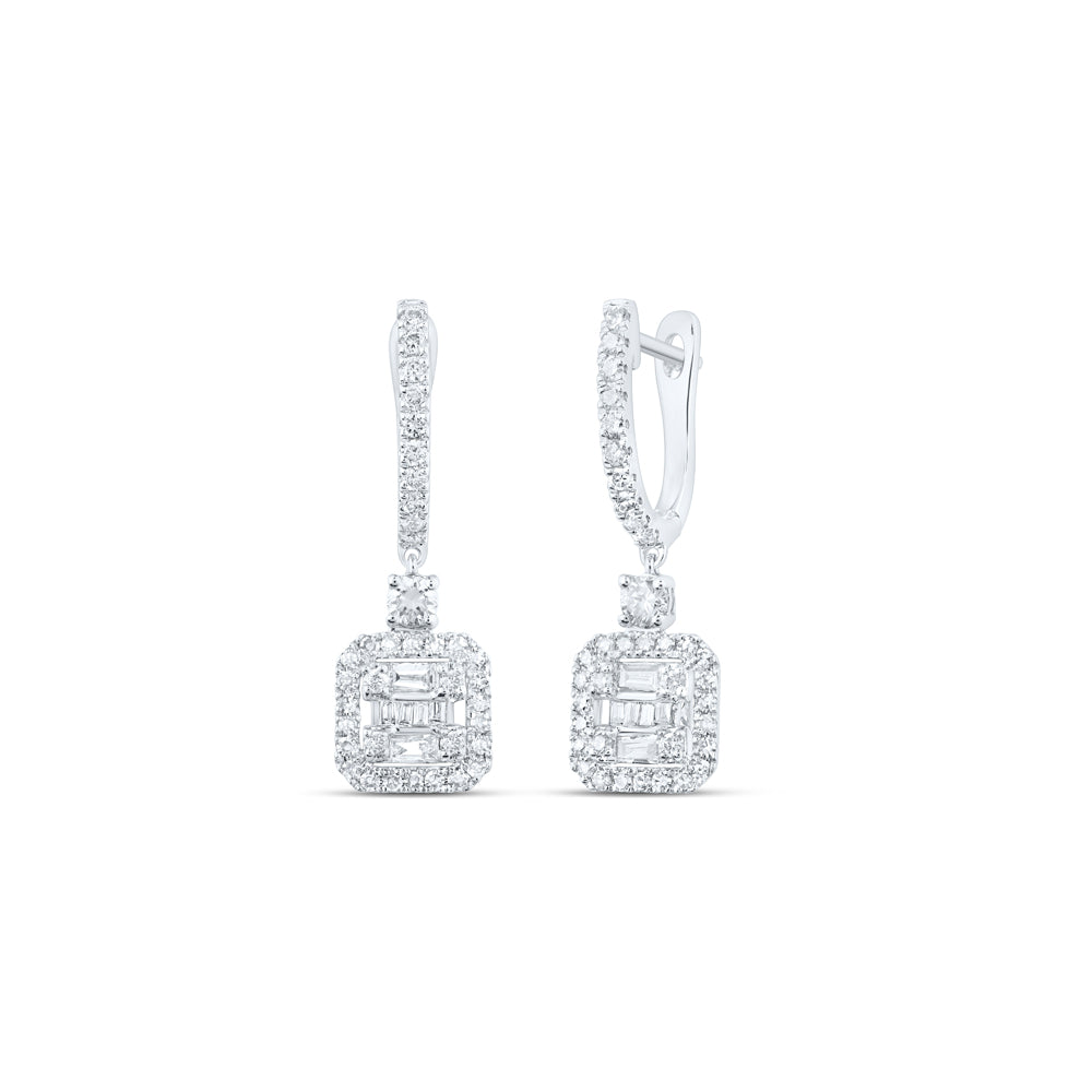 10Kt White Gold 7/8Ctw-Dia Nk Dangling Earring (2.66 grams)