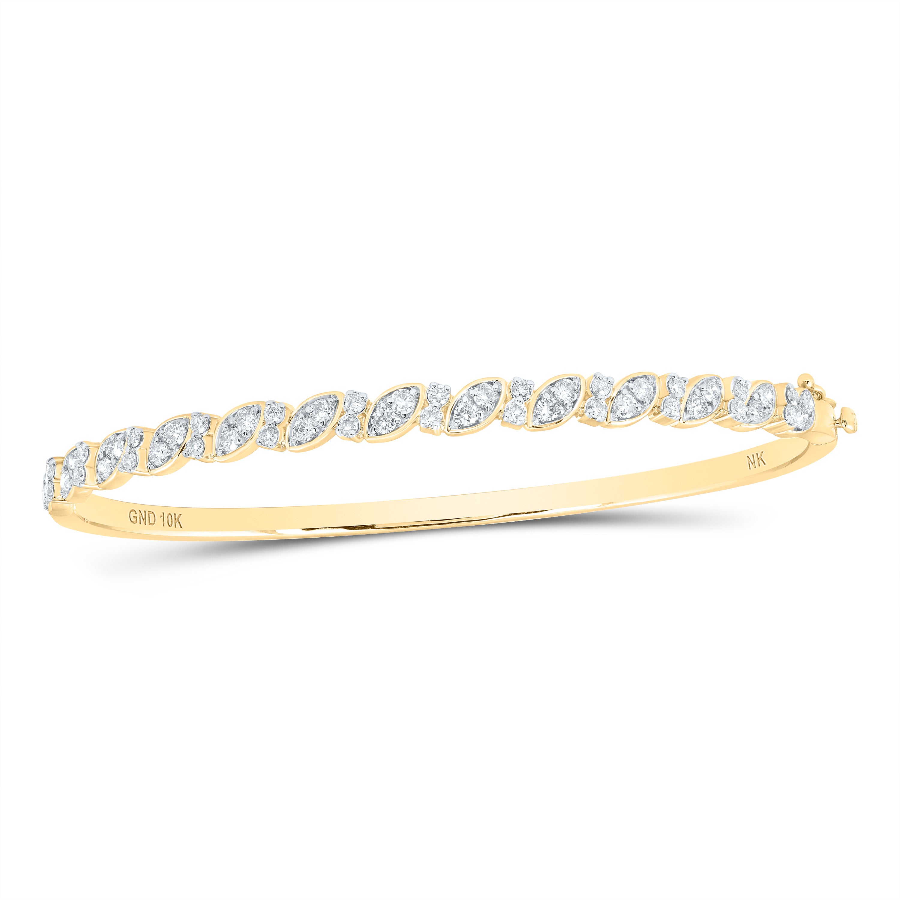 10Kt Yellow Gold 1Ctw-Diamond Ladies Bangle (60X48Mm) (9.34 grams)