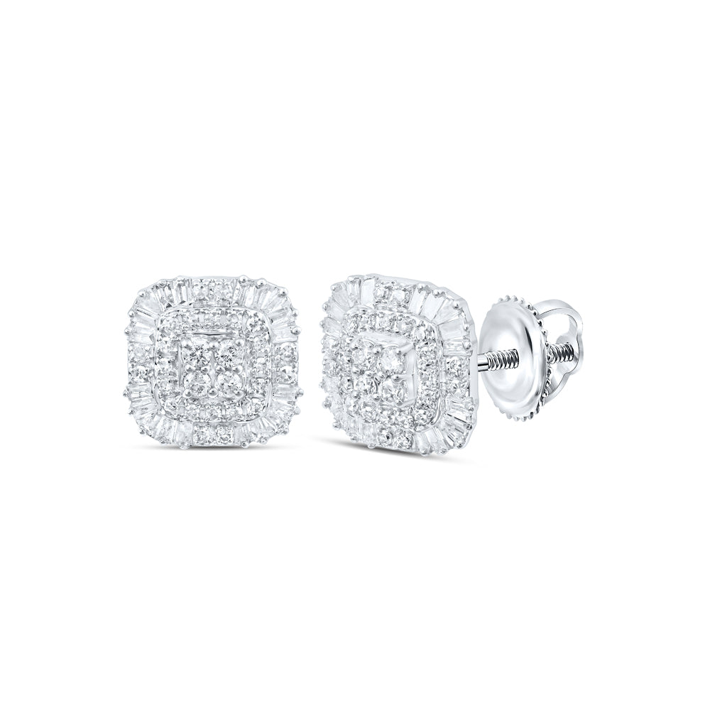10Kt White Gold 3/8Ctw-Dia Nk Fashion Cushion Earring (1.9 grams)