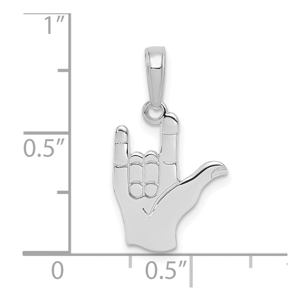 14K White Gold I Love You Hand/ Sign Language Pendant (0.76 grams)