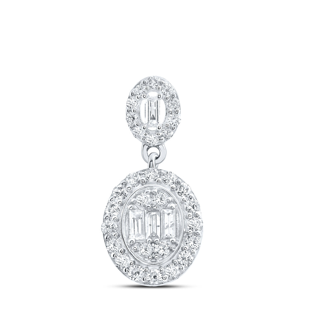 14Kt White Gold 5/8Ctw-Dia Ana M Fashion Oval Pendant (1.6 grams)