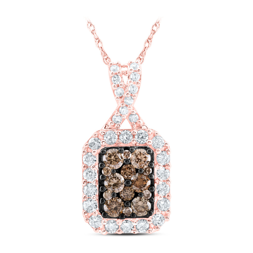 10Kt Rose Gold 3/4Ctw-Dia Cn Cognac Pendant (1.66 grams)