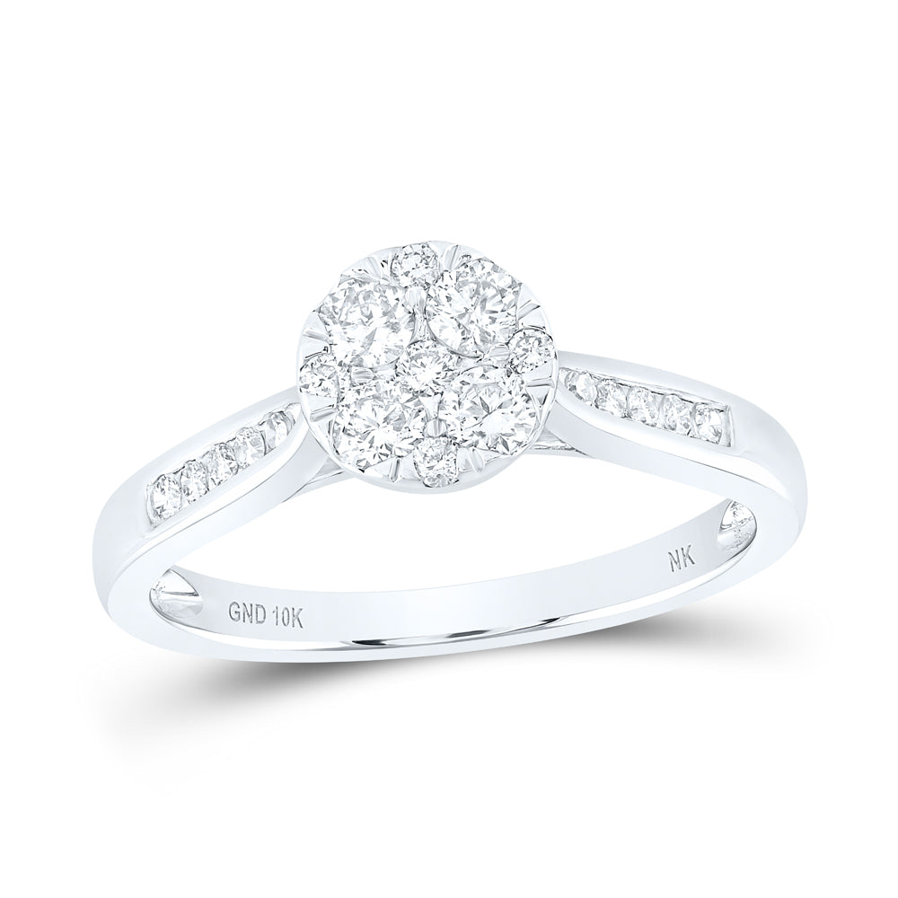 1/2Ctw-Dia Nk 4 Stone Flower Ring (2.7 grams)