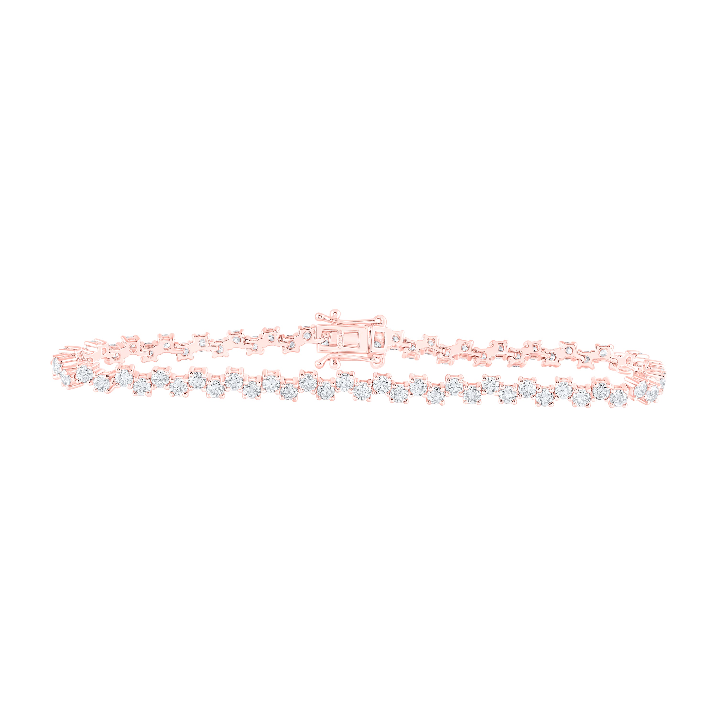 14Kt Rose Gold 4 3/4Ctw-Dia Nk Tennis Bracelet (7 Inch) (9.97 grams)