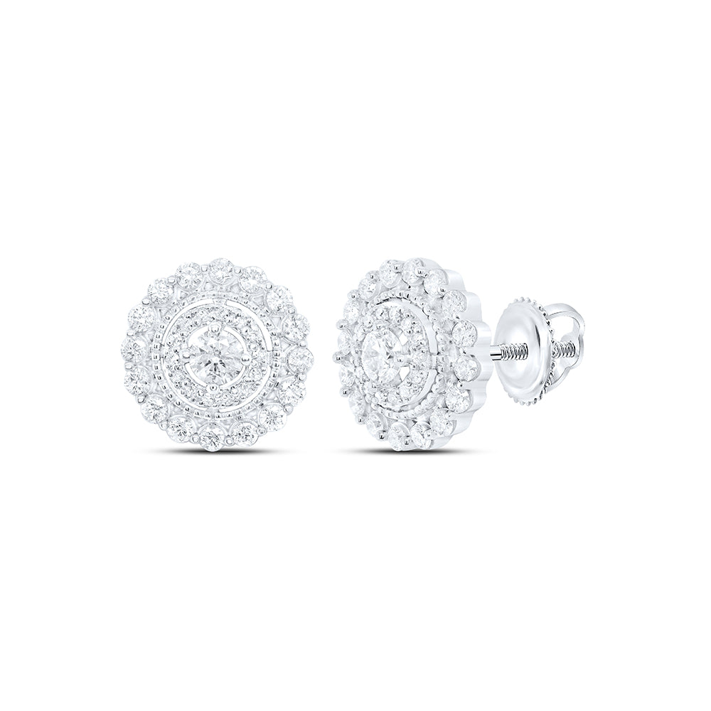 10Kt White Gold 1Ctw-Dia P1 Fashion Round Earring (3.56 grams)