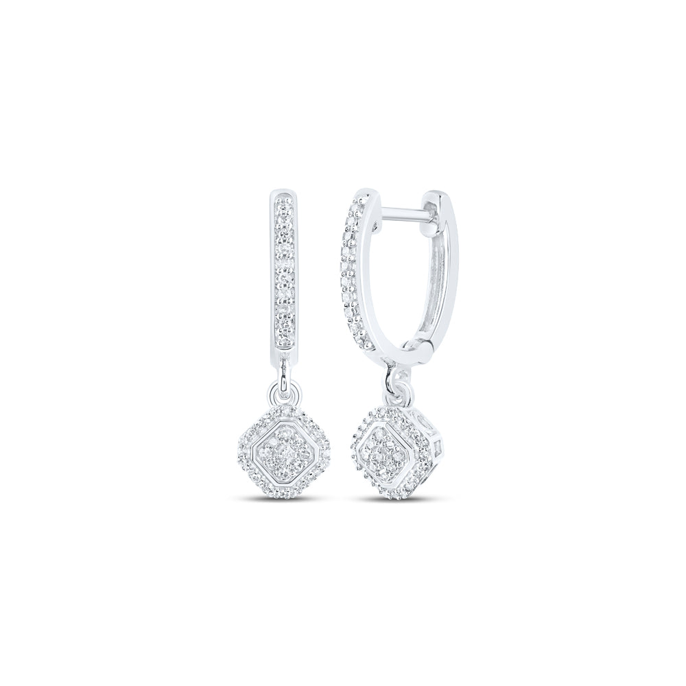 10Kt White Gold 1/4Ctw-Dia Nk Dangling Earring (3.33 grams)