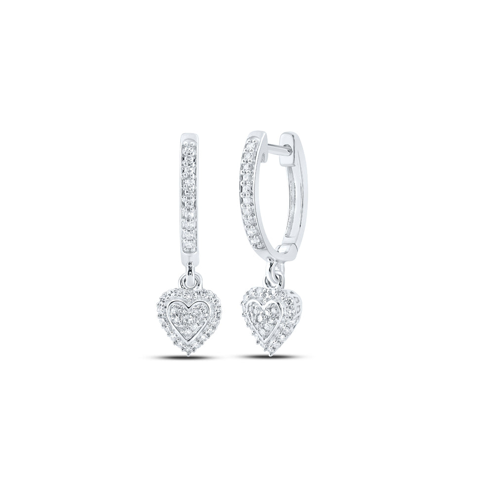 10Kt White Gold 1/4Ctw-Dia Nk Heart Dangling Earring (2.64 grams)