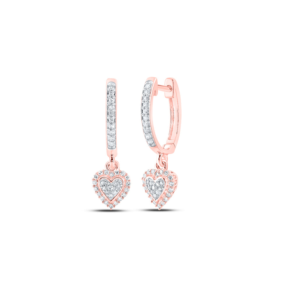 10Kt Rose Gold 1/4Ctw-Dia Nk Heart Dangling Earring (2.64 grams)