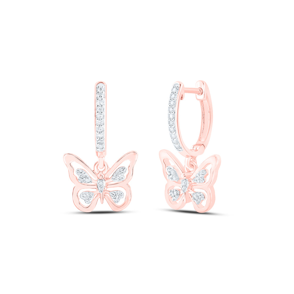 10Kt Rose Gold 1/6Ctw-Dia Nk Butterfly Dangling Earring (4.5 grams)
