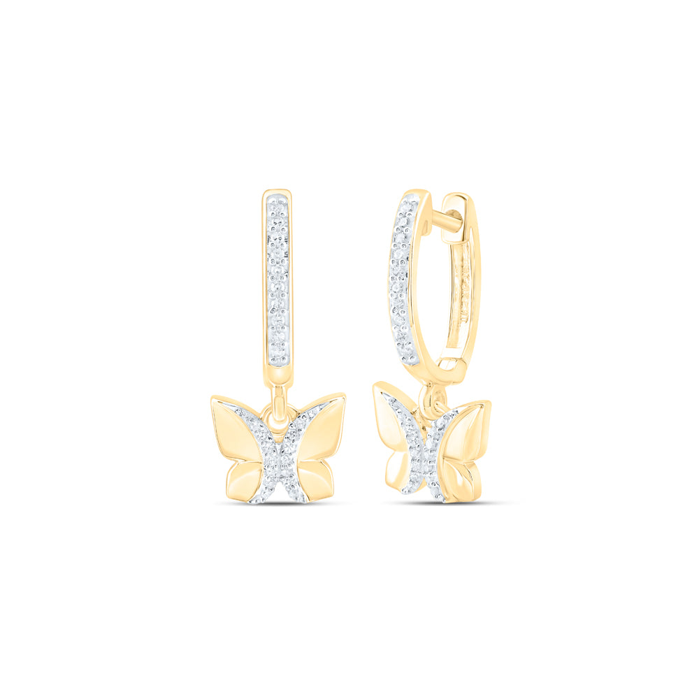 10Kt Yellow Gold 1/6Ctw-Dia Nk Butterfly Dangling Earring (3 grams)