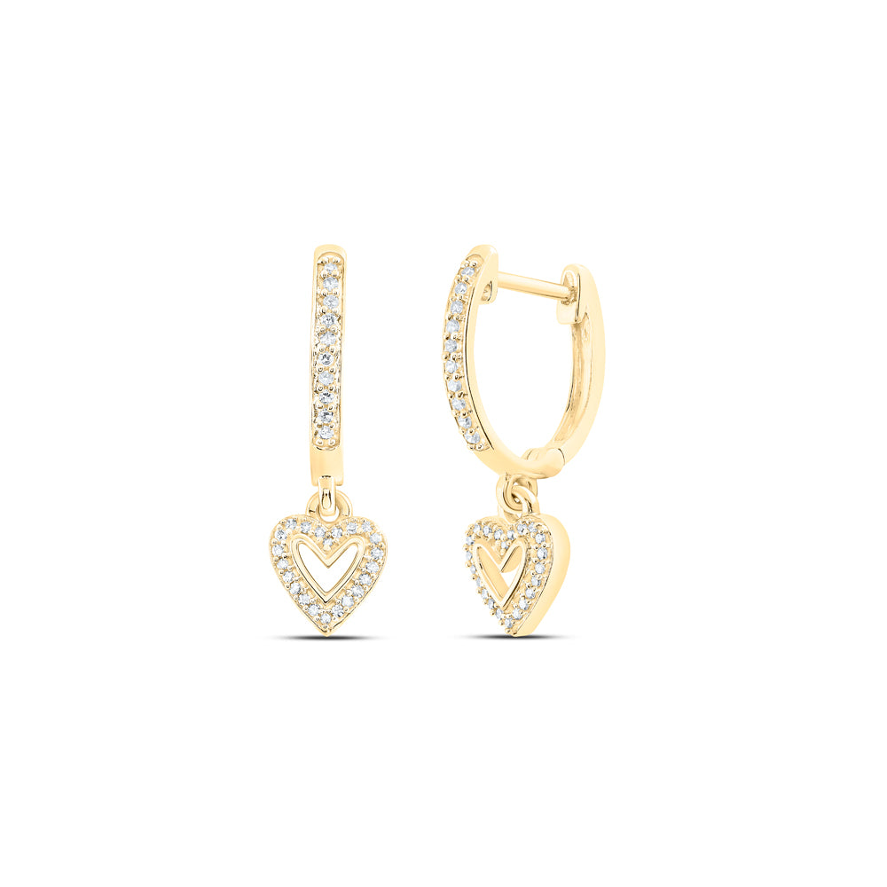 10Kt Yellow Gold 1/6Ctw-Dia Nk Heart Dangling Earring (2.75 grams)