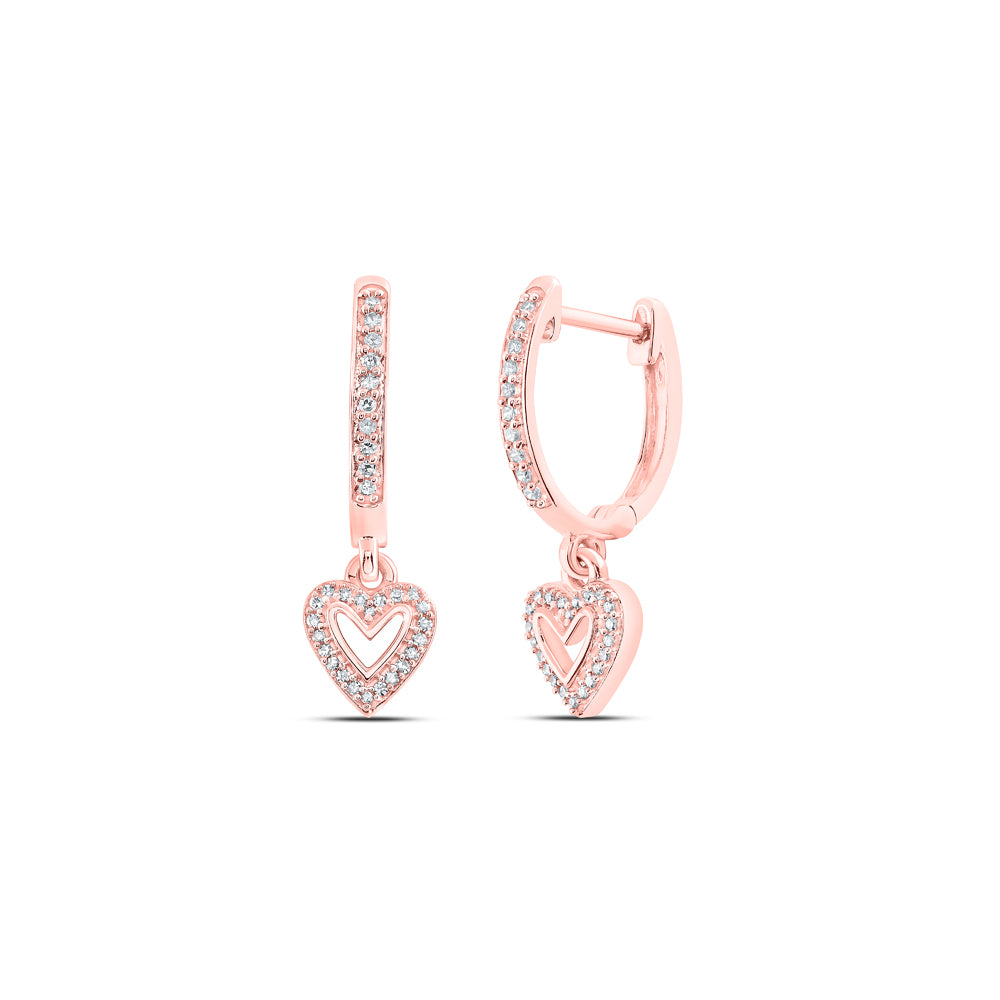 10Kt Rose Gold 1/6Ctw-Dia Nk Heart Dangling Earring (2.75 grams)