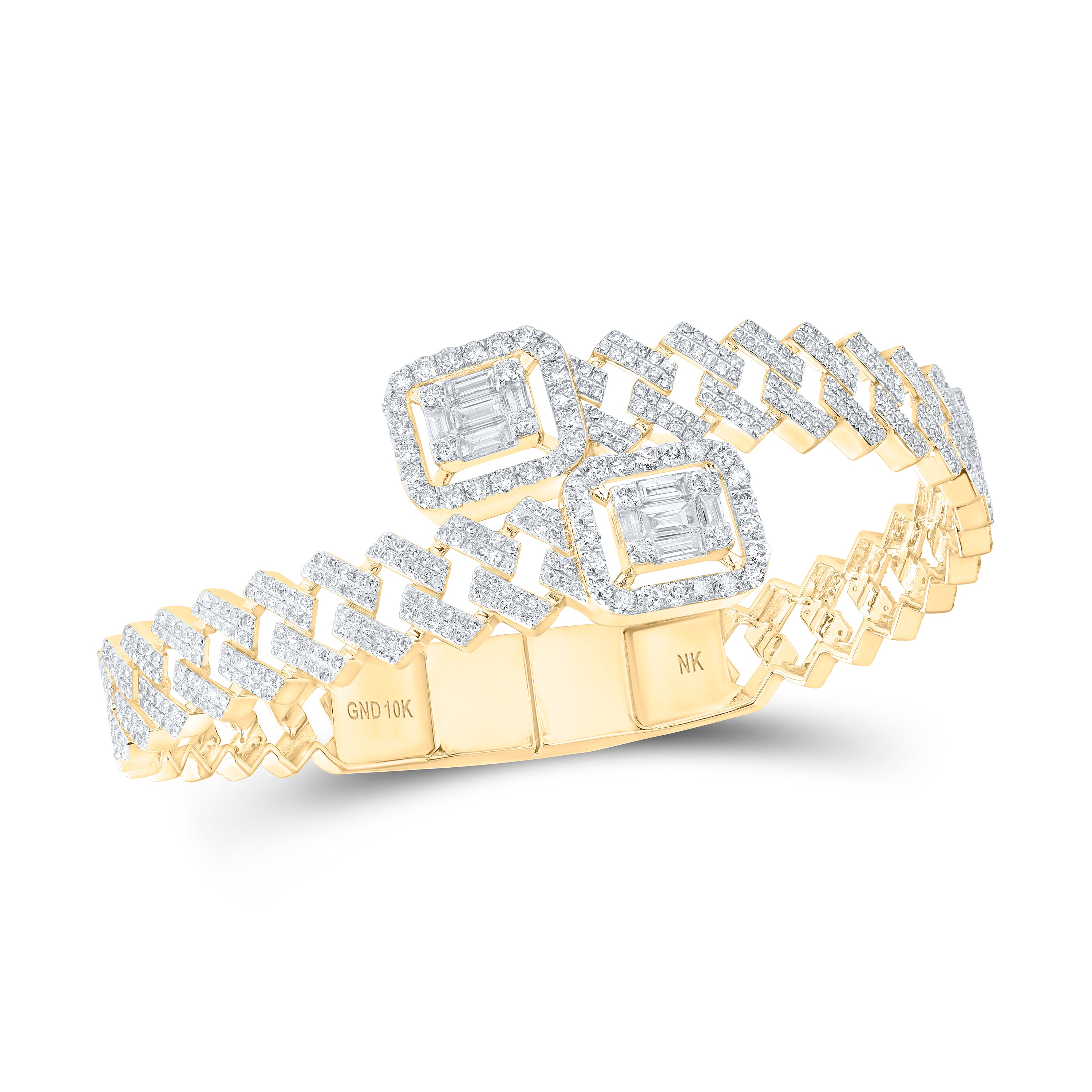 10Kt Yellow Gold 4 5/8 Ctw-Dia Nk (10Mm) Mens Bangle (24.23 grams)