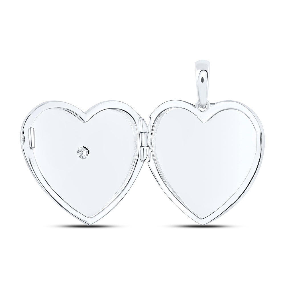 Sterling Silver 1/12Ctw-Dia P1 Heart Locket (5.67 grams)