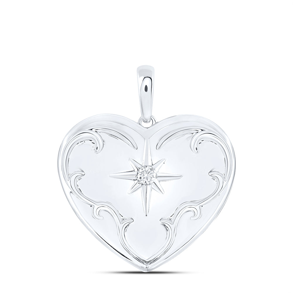 Sterling Silver 1/12Ctw-Dia P1 Heart Locket (5.67 grams)