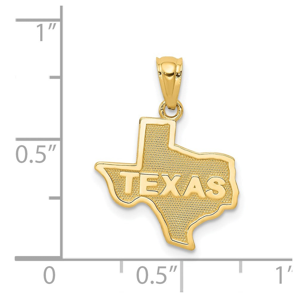 14k Yellow Gold 15.5 mm State of TEXAS Map Pendant (0.86 grams)