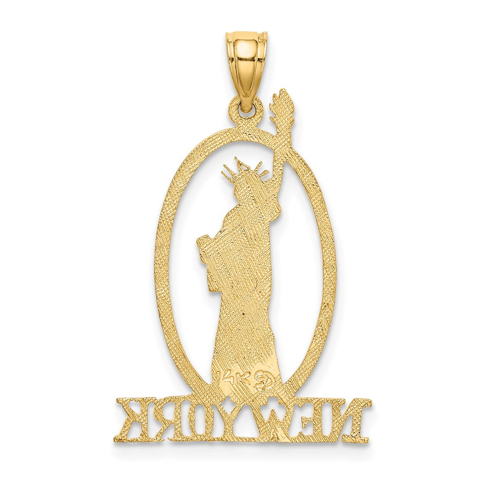 14k Yellow Gold 18.4 mm Cut-out NEW YORK w/Statue of Liberty Charm (1.16 grams)