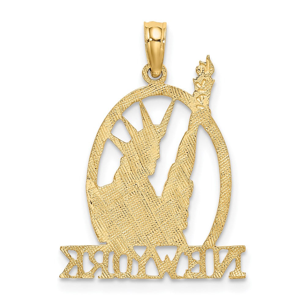 14k Yellow Gold 17.6 mm Cut-out NEW YORK w/Statue of Liberty Charm (1.18 grams)