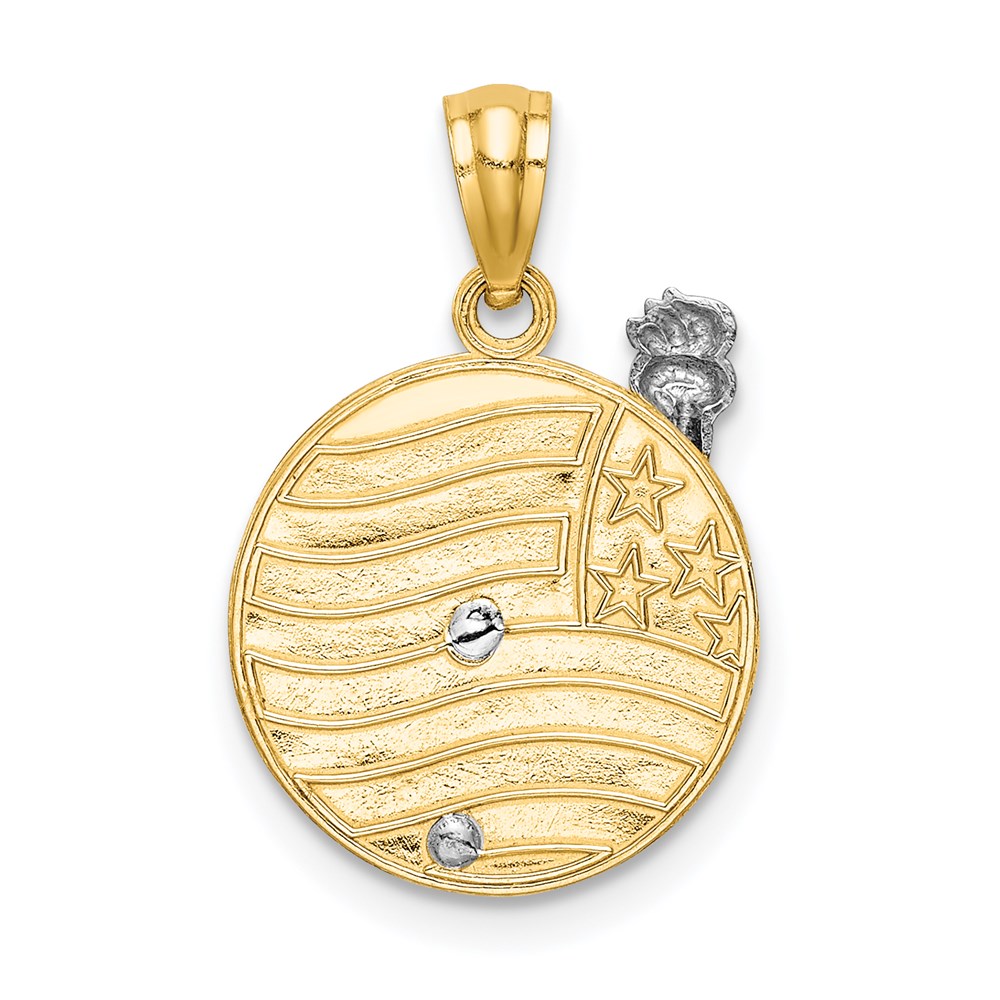 14k Two-tone 13.5 mm Lady Liberty on American Flag Disk Pendant (1.43 grams)