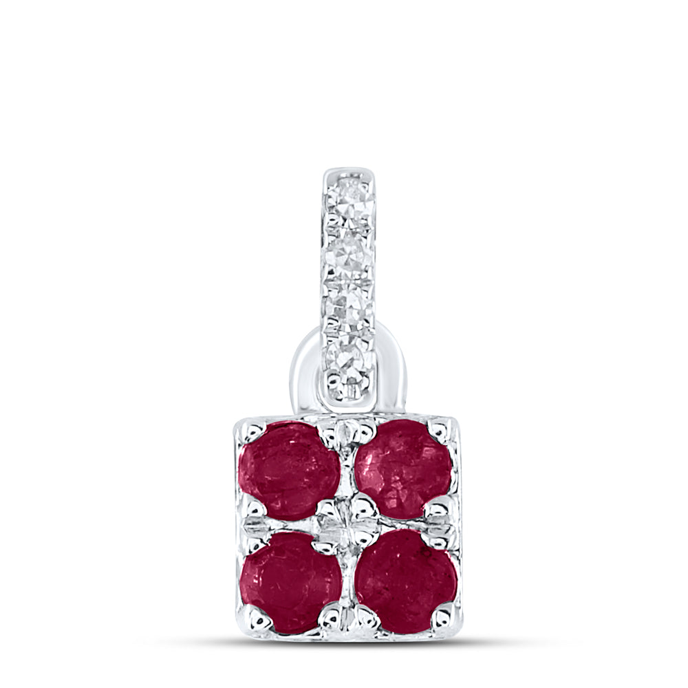 14Kt White Gold 0.01Ctw-Dia Nke 1/8Ct-Ruby Natural Gem Pendant (0.98 grams)