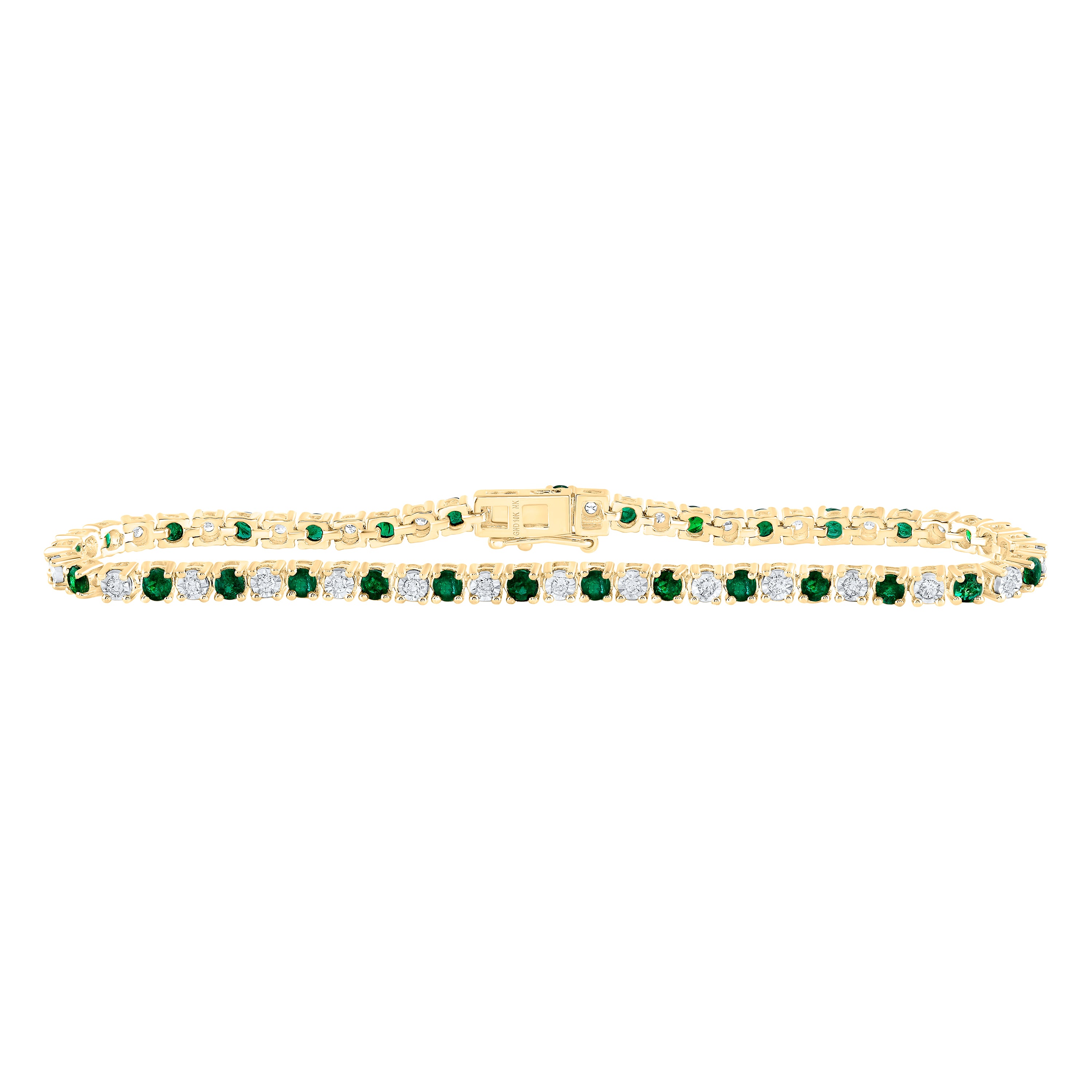 10Kt Yellow Gold 1/2Ctw-Dia Nk 2Ct-Eme Bracelet (9.2 grams)