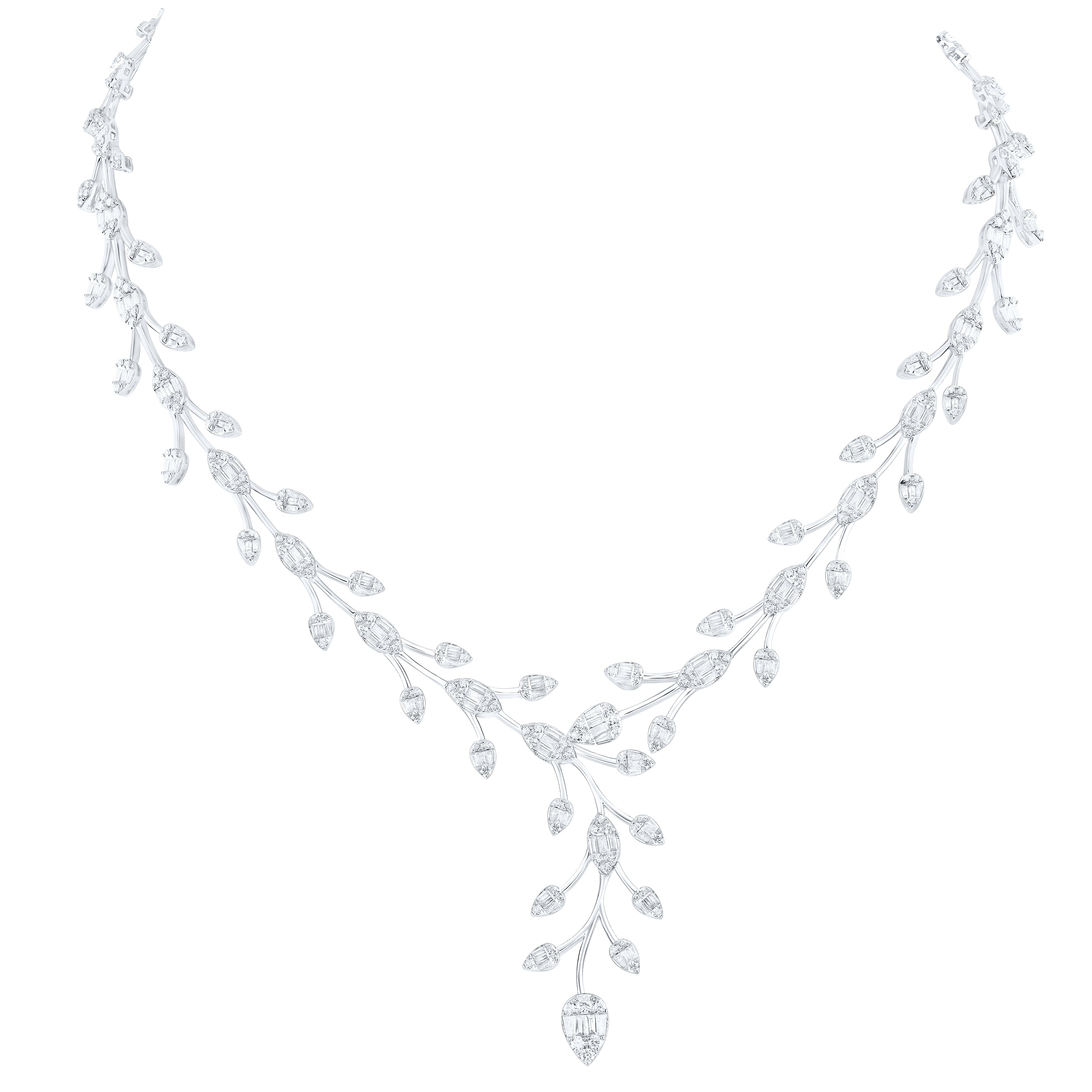14Kt White Gold 6 3/4Ctw-Diamond Ana M Fashion Necklace (16 Inch) (32.69 grams)