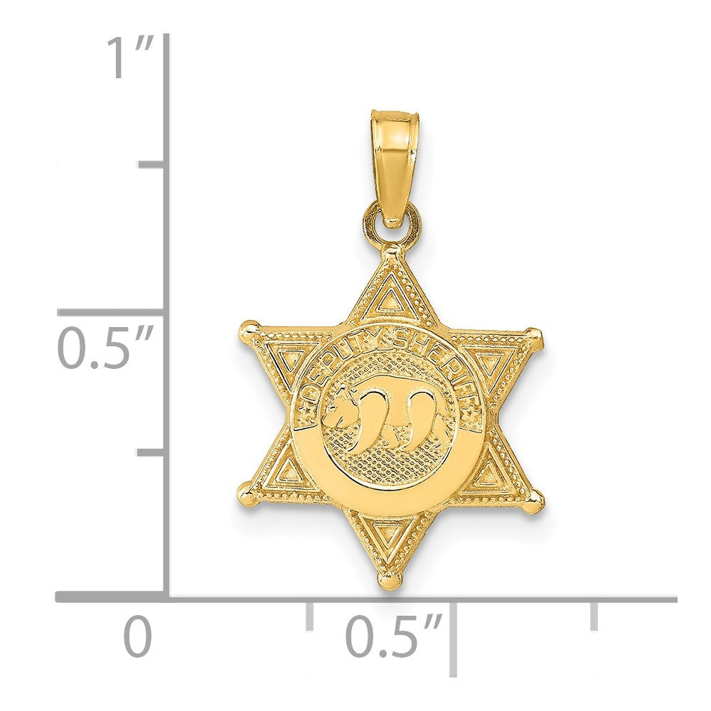 14k Yellow Gold 14 mm DEPUTY SHERIFF Badge with Bear Pendant (1.52 grams)