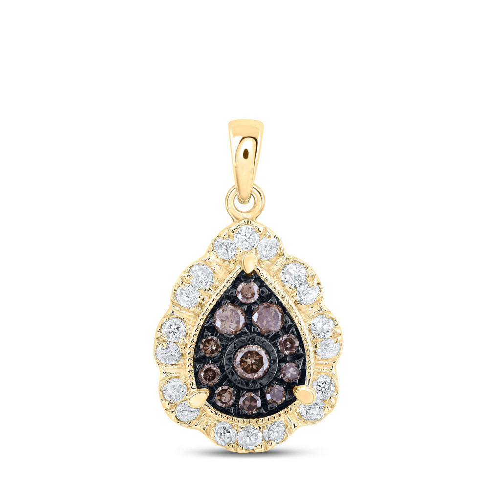 10Kt Yellow Gold 1/4Ctw-Dia Nk Cognac Pendant (1.32 grams)