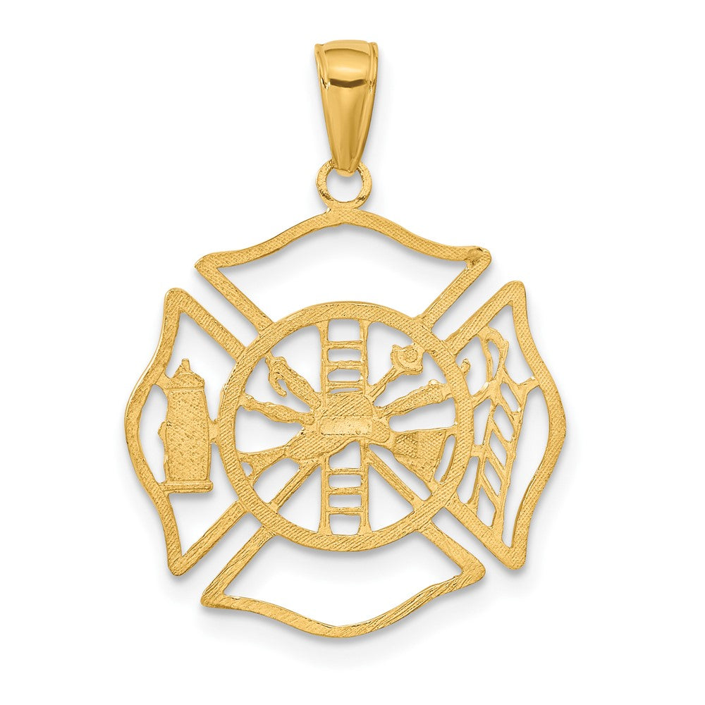 14k Yellow Gold 21 mm Fireman Shield Pendant (1.45 grams)