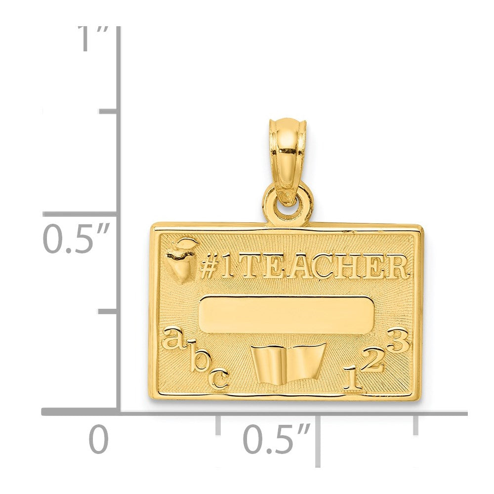 14k Yellow Gold 17.35 mm #1 TEACHER Charm (1.69 grams)