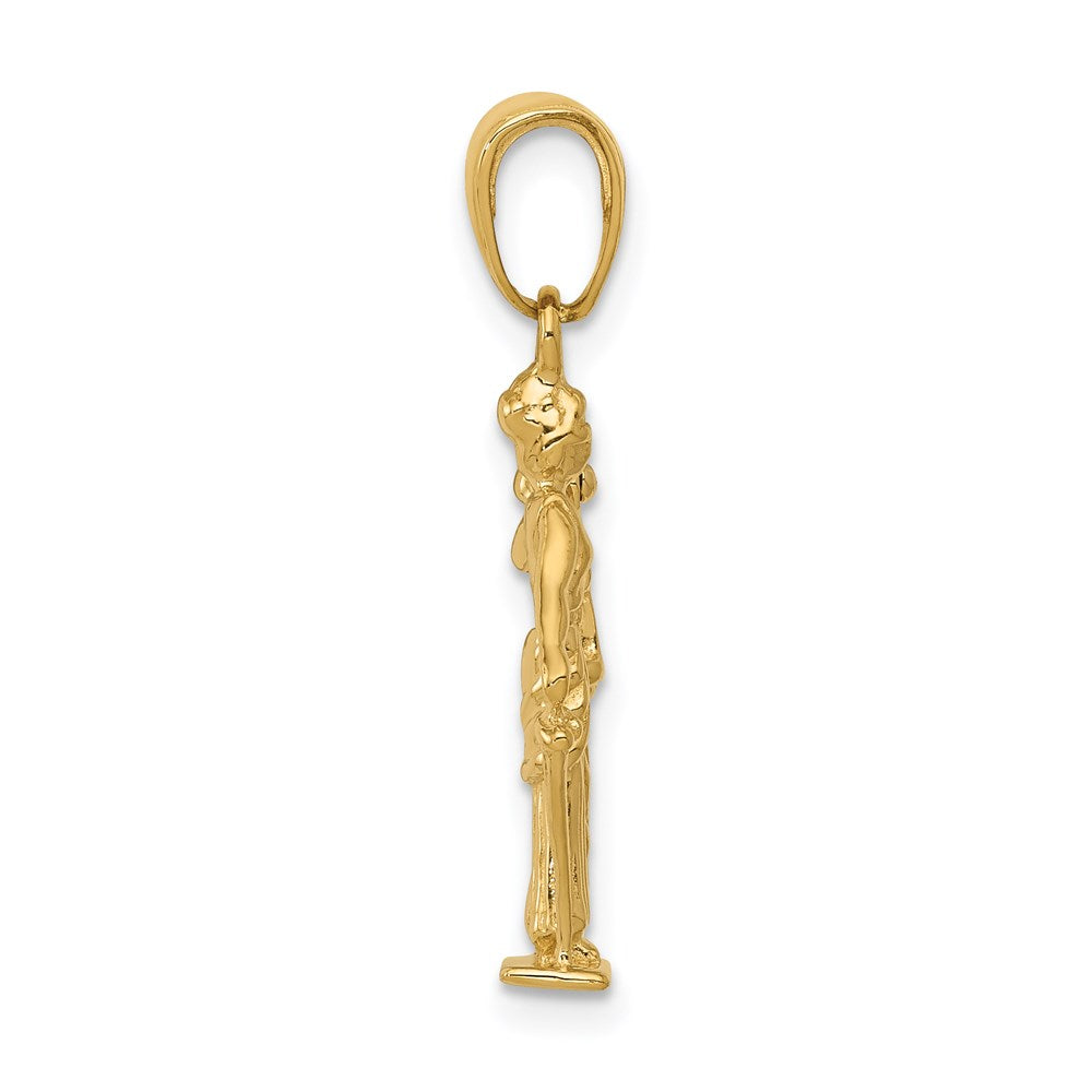 14k Yellow Gold 13 mm 3-D Lady of Justice w/Moveable Scales Pendant (1.81 grams)