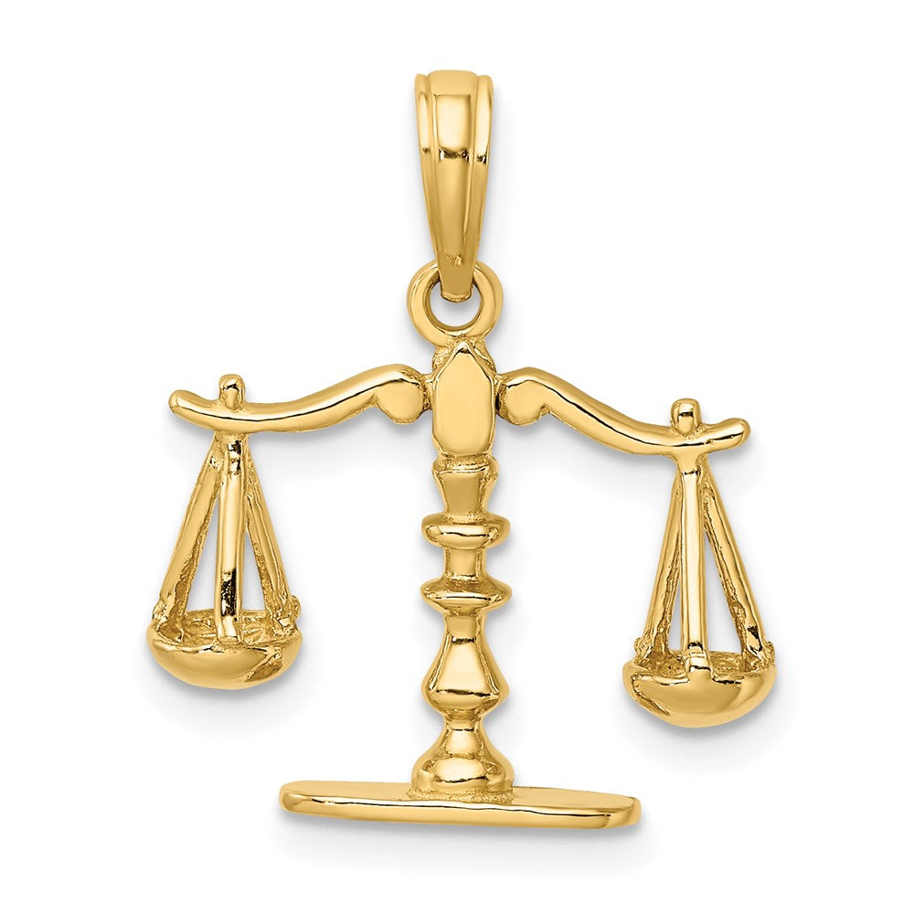 14k Yellow Gold 20 mm 3-D Moveable Scales of Justice Pendant (1.96 grams)