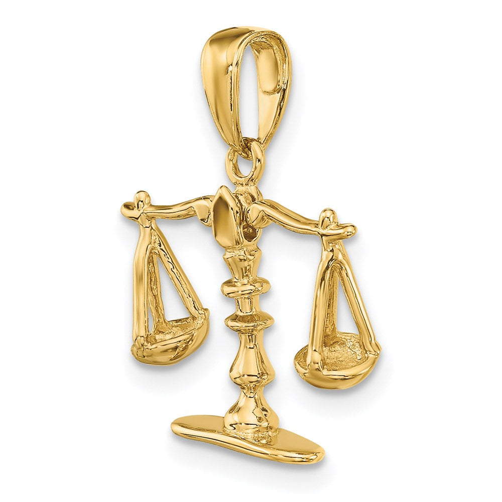 14k Yellow Gold 20 mm 3-D Moveable Scales of Justice Pendant