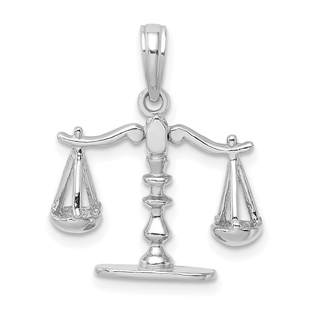 14k White Gold 20 mm 3-D Moveable Scales of Justice Pendant (1.73 grams)