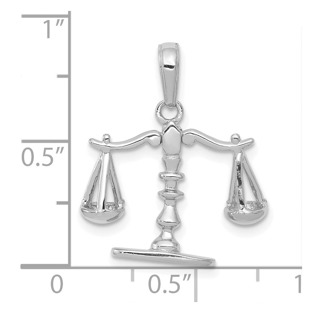 14k White Gold 20 mm 3-D Moveable Scales of Justice Pendant (1.73 grams)