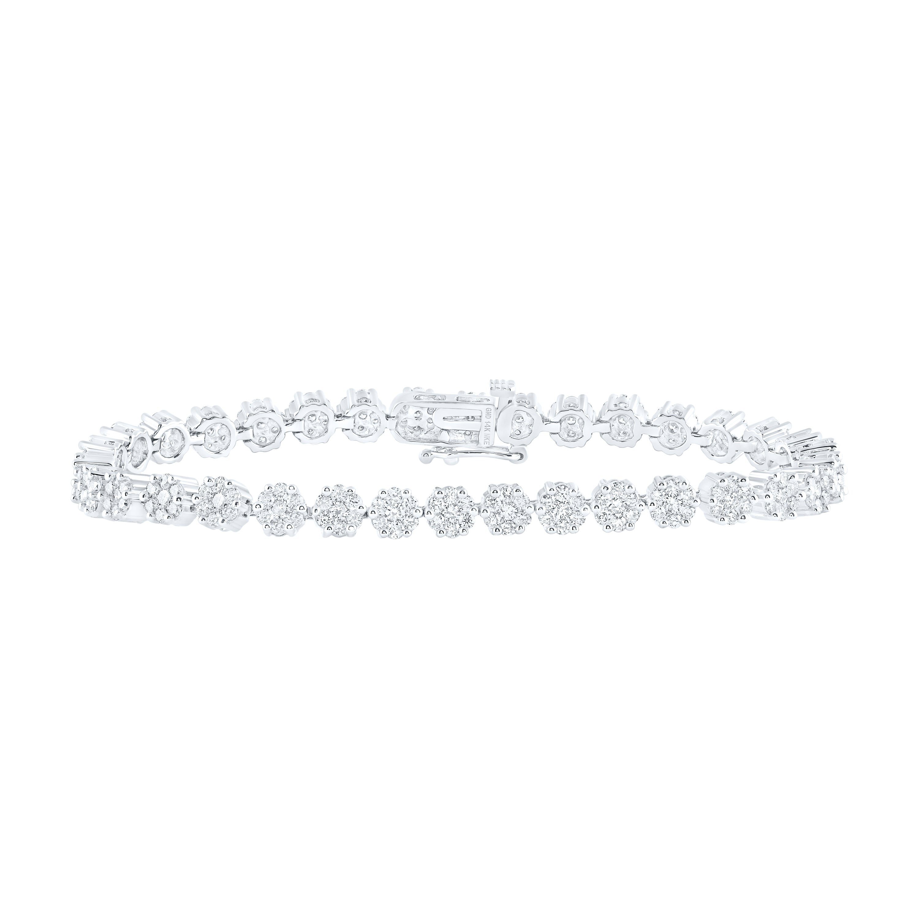 14Kt White Gold 4 Ctw-Dia Nke Flower Bracelet (7 Inch) (15.74 grams)
