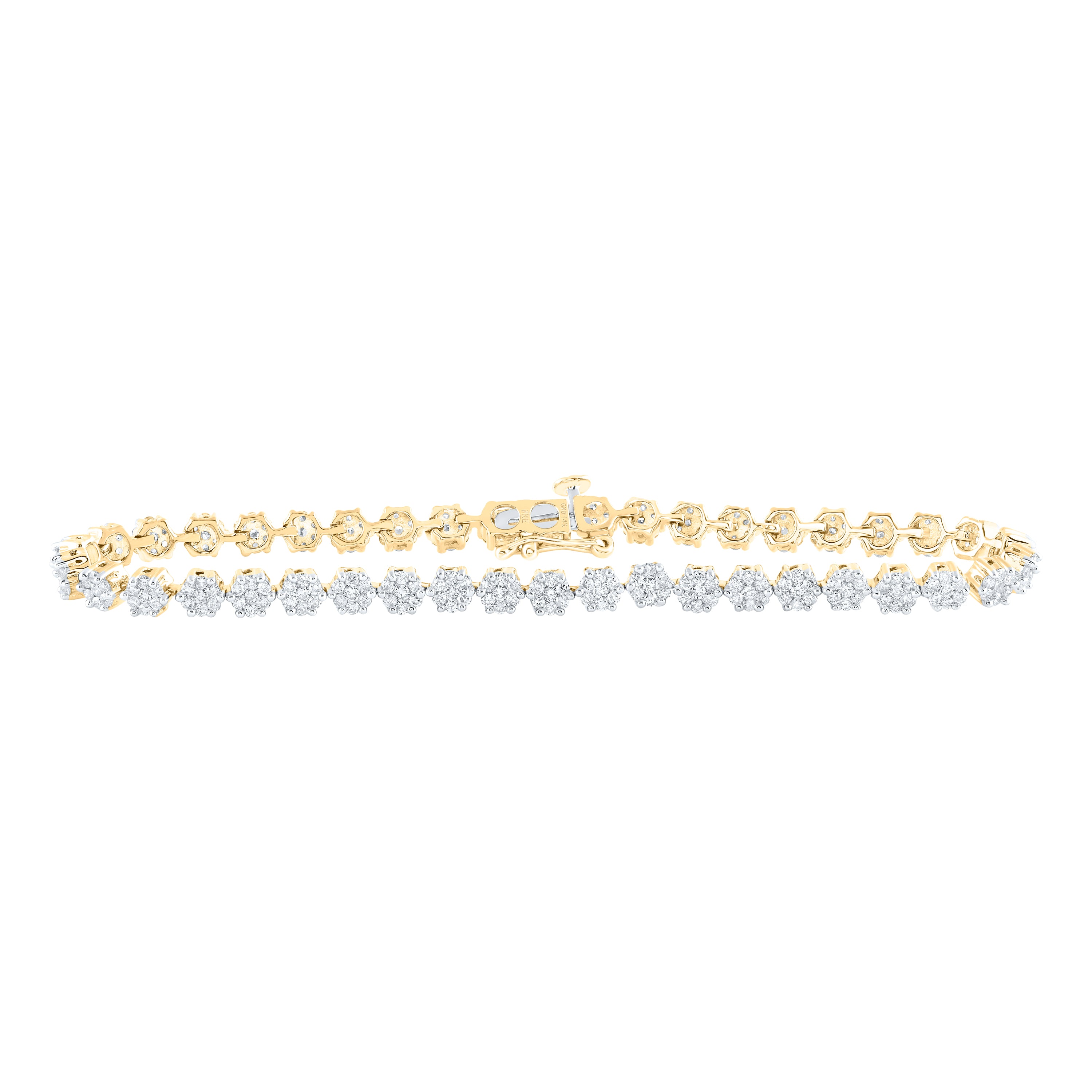 14Kt Yellow Gold 2 Ctw-Dia Nke Flower Bracelet (7 Inch) (8.61 grams)