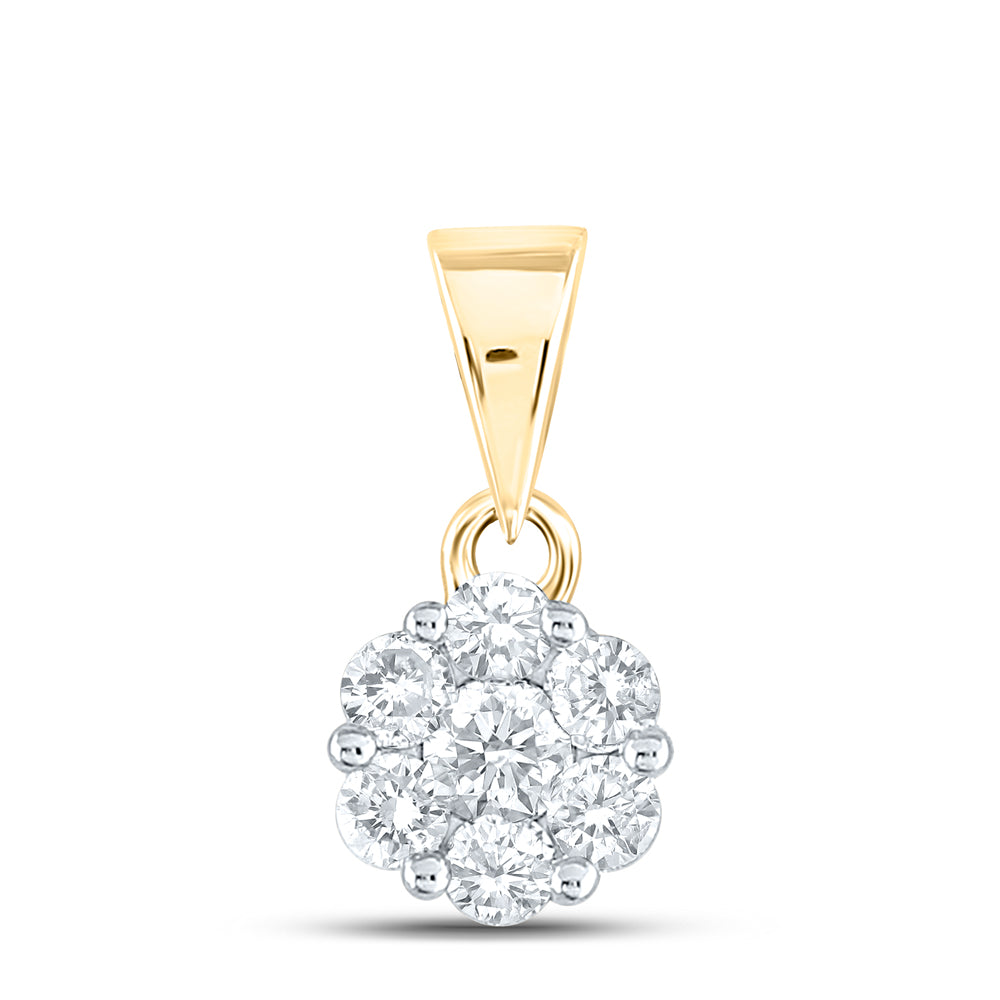 14Kt Yellow Gold 1/2Ctw-Dia Nke Flower Fashion Pendant (1.28 grams)
