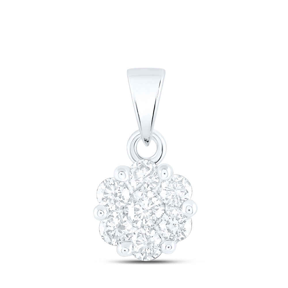 14Kt White Gold 1 1/2Ctw-Dia Nke Fashion Flower Pendant (2.9 grams)