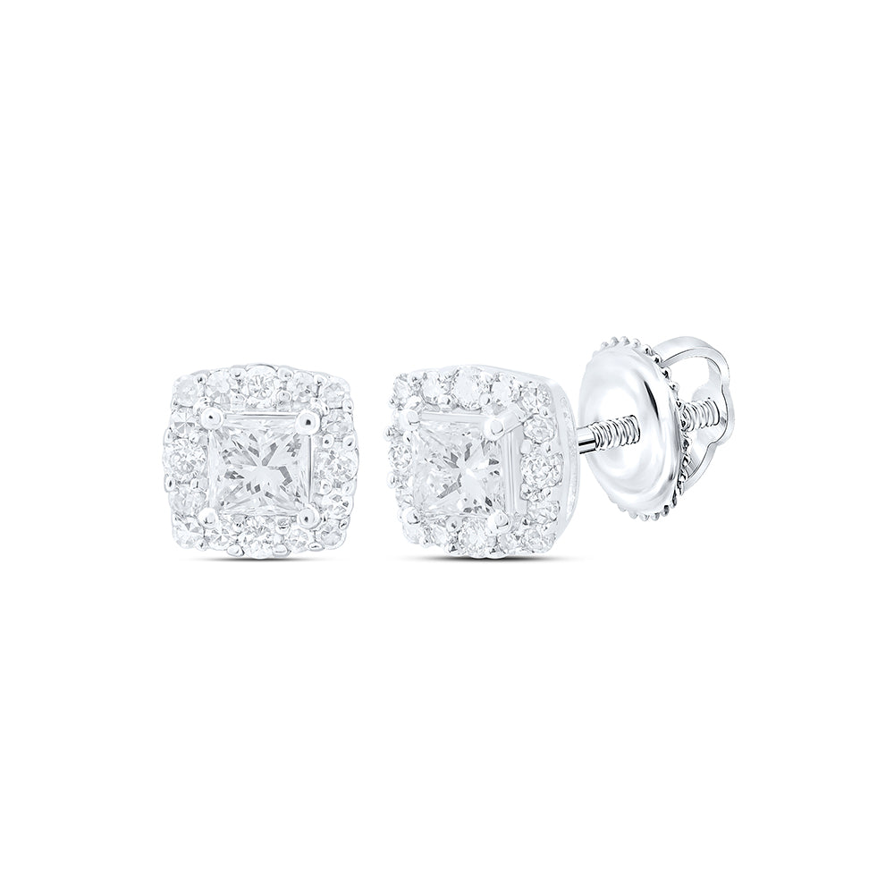 14Kt White Gold 1/2Ctw-Dia Nke Fashion Cushion Earring (0.96 grams)